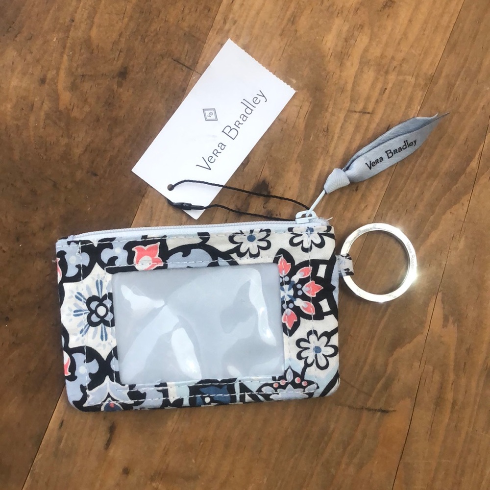 Vera Bradley Zip ID Case Keychain/Keyring Wallet - Lisbon Medallion Print